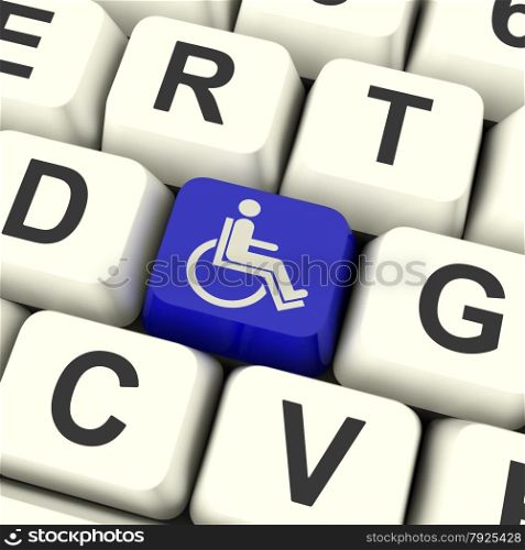 Email Computer Key For Emailing Or Contacting. Disabled Key Showing Wheelchair Access Or Handicapped