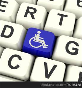 Email Computer Key For Emailing Or Contacting. Disabled Key Showing Wheelchair Access Or Handicapped