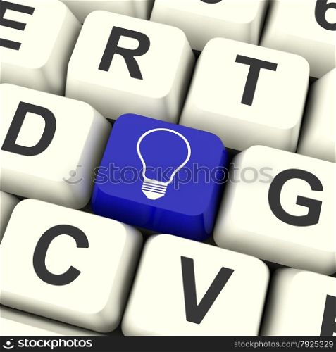 Email Computer Key For Emailing Or Contacting. Light bulb Key Meaning Bright Idea Innovation Or Invention