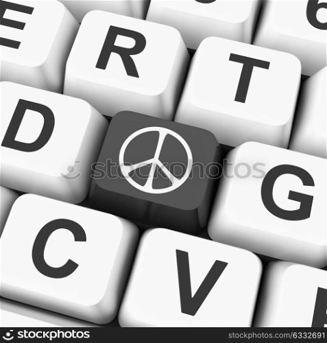 Email Computer Key For Emailing Or Contacting. Peace Sign Key Showing Love Not War