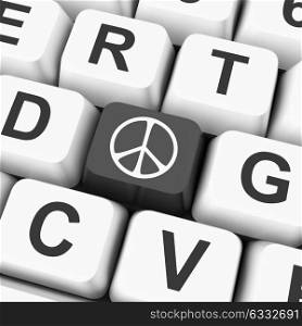 Email Computer Key For Emailing Or Contacting. Peace Sign Key Showing Love Not War