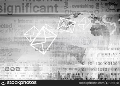 Email concept. Background image with email concept and global interaction