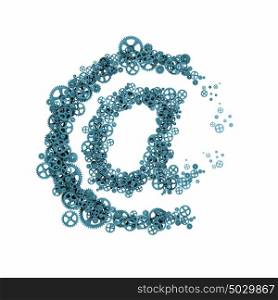 Email concept. Email symbol of gears and cogwheels. Communication concept