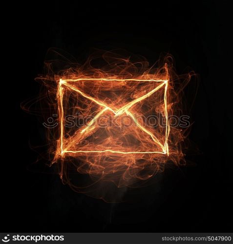 Email conceptual image. Email concept with light glowing symbol on dark background