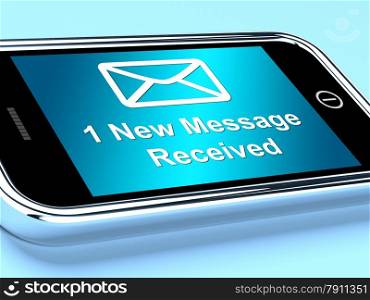 Email Envelope On Mobile Shows One Message Received. Email Envelope On Mobile Showing One Message Received