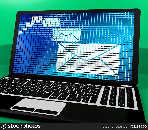 Email Icon On Laptop Shows Emailing Or Contacting. Email Icon On Laptop Showing Emailing Or Contacting