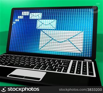 Email Icon On Laptop Shows Emailing Or Contacting. Email Icon On Laptop Showing Emailing Or Contacting
