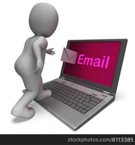 Email On Laptop Showing E-mail Mailing Or Correspondence