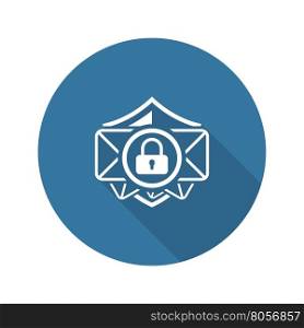 Email Security Icon. Flat Design.. Email Security Icon. Flat Design. Security concept with a envelope and a padlock with shield. Isolated Illustration. App Symbol or UI element.