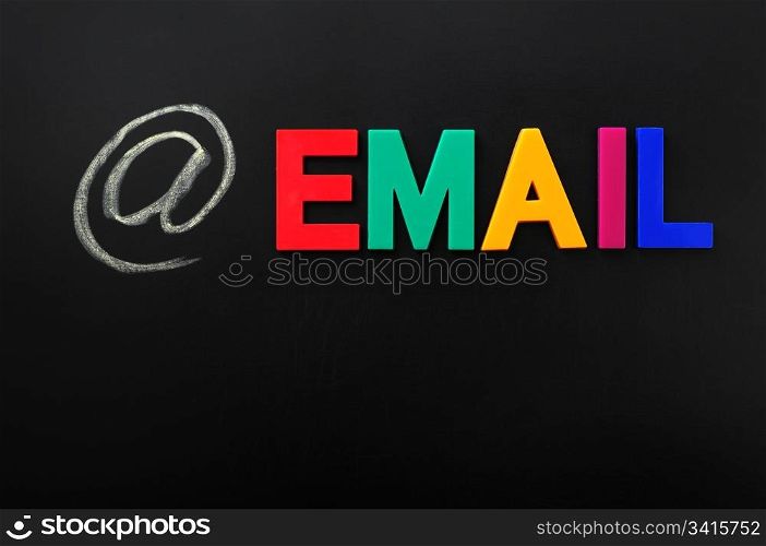 Email sign and word on a blackboard