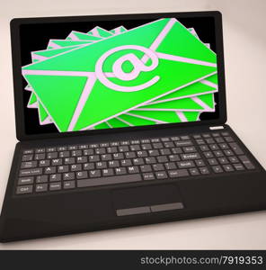 Email Sign At Laptop Showing Online Mailing And Messages