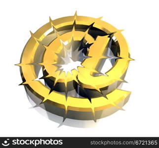 email symbol in gold (3d made)