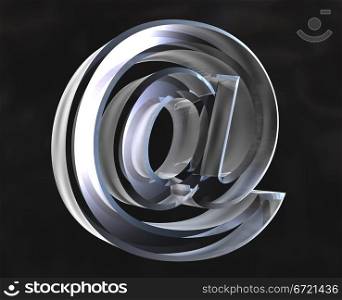 email symbol in transparent glass (3d made)