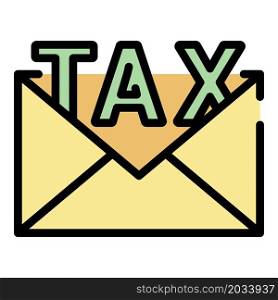 Email tax icon. Outline email tax vector icon color flat isolated. Email tax icon color outline vector
