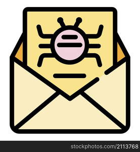 Email virus icon. Outline email virus vector icon color flat isolated. Email virus icon color outline vector