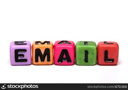 email - word made from multicolored child toy cubes with letters