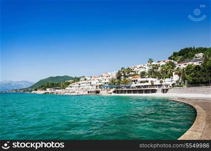 Embankment and beach in Herceg Novi, Montenegro