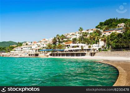 Embankment and beach in Herceg Novi, Montenegro