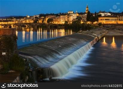 Embankment of the river Arno in Florence at night