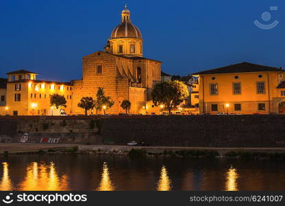 Embankment of the river Arno in Florence at night