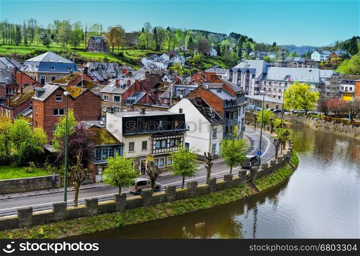 Embankment of the River Ourthe in the Belgian City of La Roche