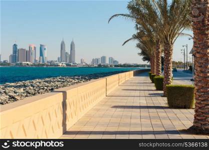 Embankment on the island of Palm Jumeirah in Dubai