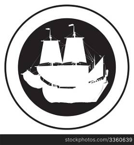Emblem of an old ship, vector stamp