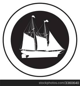 Emblem of an old ship, vector stamp