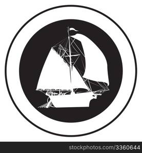 Emblem of an old ship, vector stamp