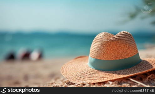 Embrace the essence of summer with this stunning close-up of a straw hat and sunglasses on the beach. The golden sunlight gracefully dances upon the brim of the hat, casting a warm glow and invoking a sense of relaxation and carefree spirit. The sunglasses, adorned with reflections of the serene shoreline, offer a stylish and practical accessory for your summer adventures. Capture the essence of sun-kissed vibes and immerse yourself in the joy of beachside holidays with this captivating image.