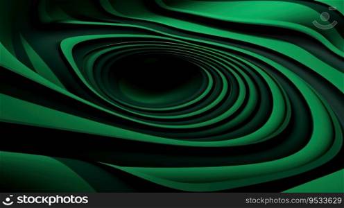 Emerald Enigma  A 3D Abstract of Green and Black Concentric Circles