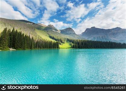 Emerald lake. Serenity Emerald Lake in the Yoho National Park, Canada. Instagram filter