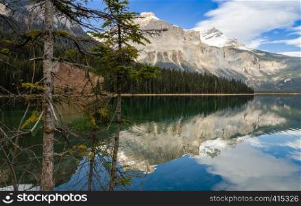 Emerald Lake with Rocky mountain reflection in Yoho National Park, British Columbia, Canada
