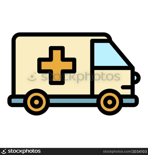 Emergency ambulance icon. Outline emergency ambulance vector icon color flat isolated. Emergency ambulance icon color outline vector
