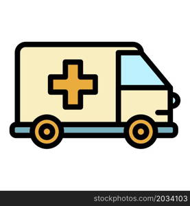 Emergency ambulance icon. Outline emergency ambulance vector icon color flat isolated. Emergency ambulance icon color outline vector