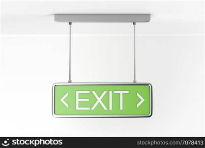 Emergency exit sign in the building