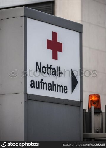 emergency-hospital. Sign for the emergency at a hospital