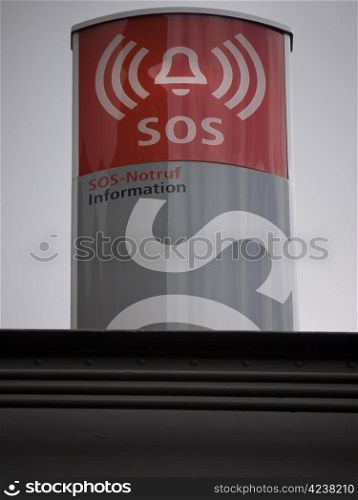 emergency-SOS. Sign for the emergency at a train station