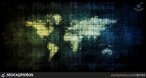 Emerging Markets on a Grunge World Map Background. Emerging Markets