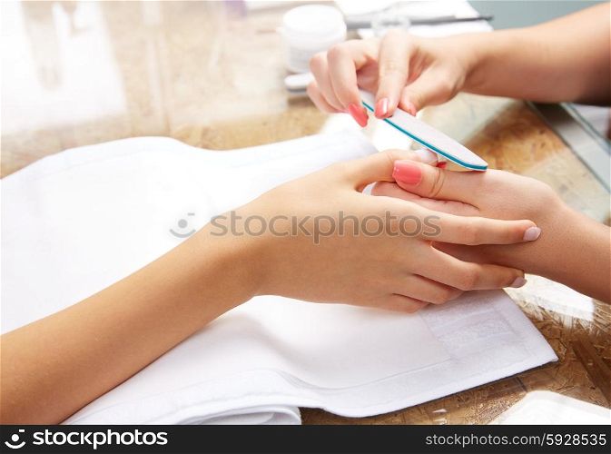 emery polish sandpaper woman nails in Nail Salon