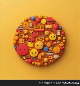 Emoji Fiesta in Paper 3D Craft Style Illustration for World Emoji Day Celebration. For print, web design, UI, poster and other.
