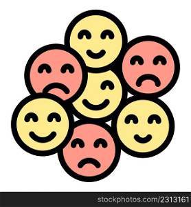 Emoji product review icon. Outline emoji product review vector icon color flat isolated. Emoji product review icon color outline vector