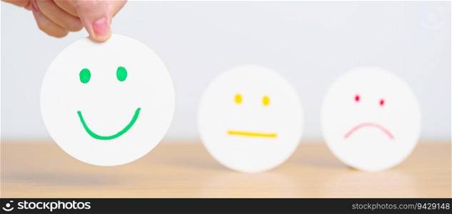 Emotion face paper, Mental health Assessment, Psychology, Health Wellness, Feedback, Customer Review, Experience, Satisfaction Survey, Opinion, Evaluation and World Mental Health day