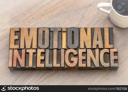 emotional intelligence - word abstract in vintage letterpress wood type