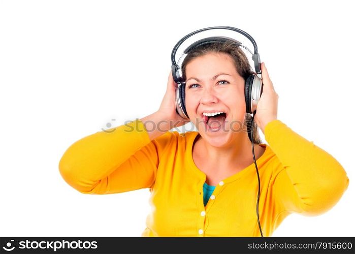 emotional portrait of a girl with headphones
