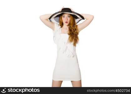 Emotional woman isolated on the white