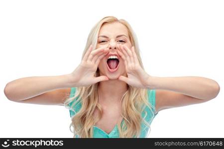 emotions, expressions and people concept - angry young woman or teenage girl shouting
