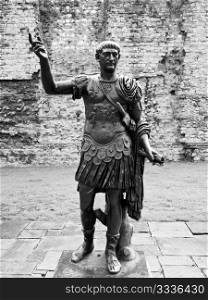 Emperor Trajan Statue. Ancient Roman monument of the Emperor Trajan London UK