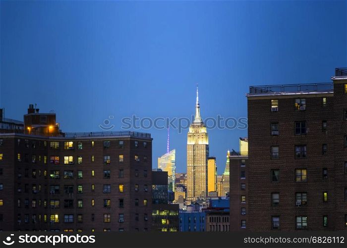 Empire state building at sunset. The iconic Empire state building at sunset