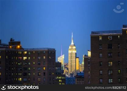 Empire state building at sunset. The iconic Empire state building at sunset